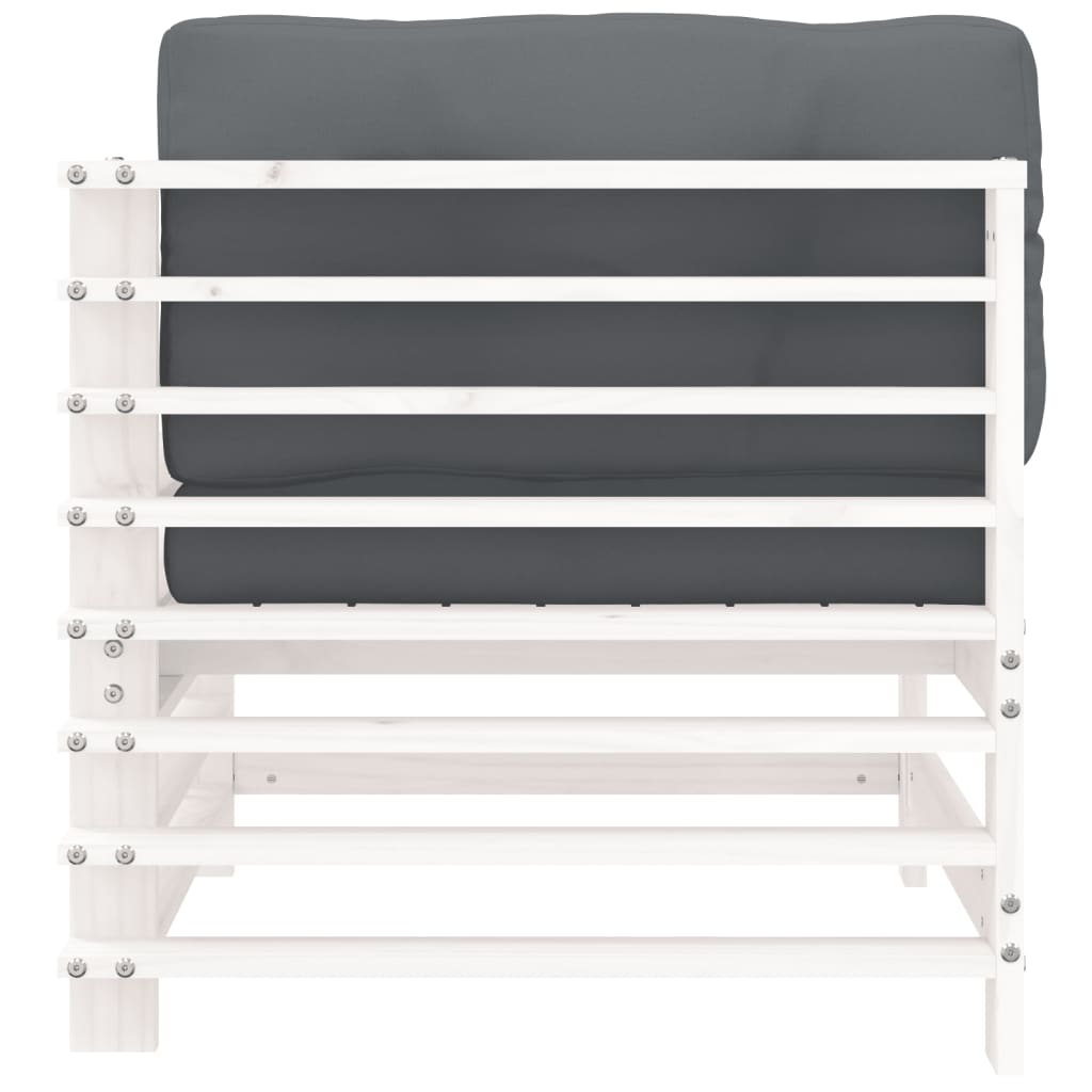 vidaXL Καναπές Γωνιακός με Μαξιλάρια Λευκός από Μασίφ Ξύλο Πεύκου