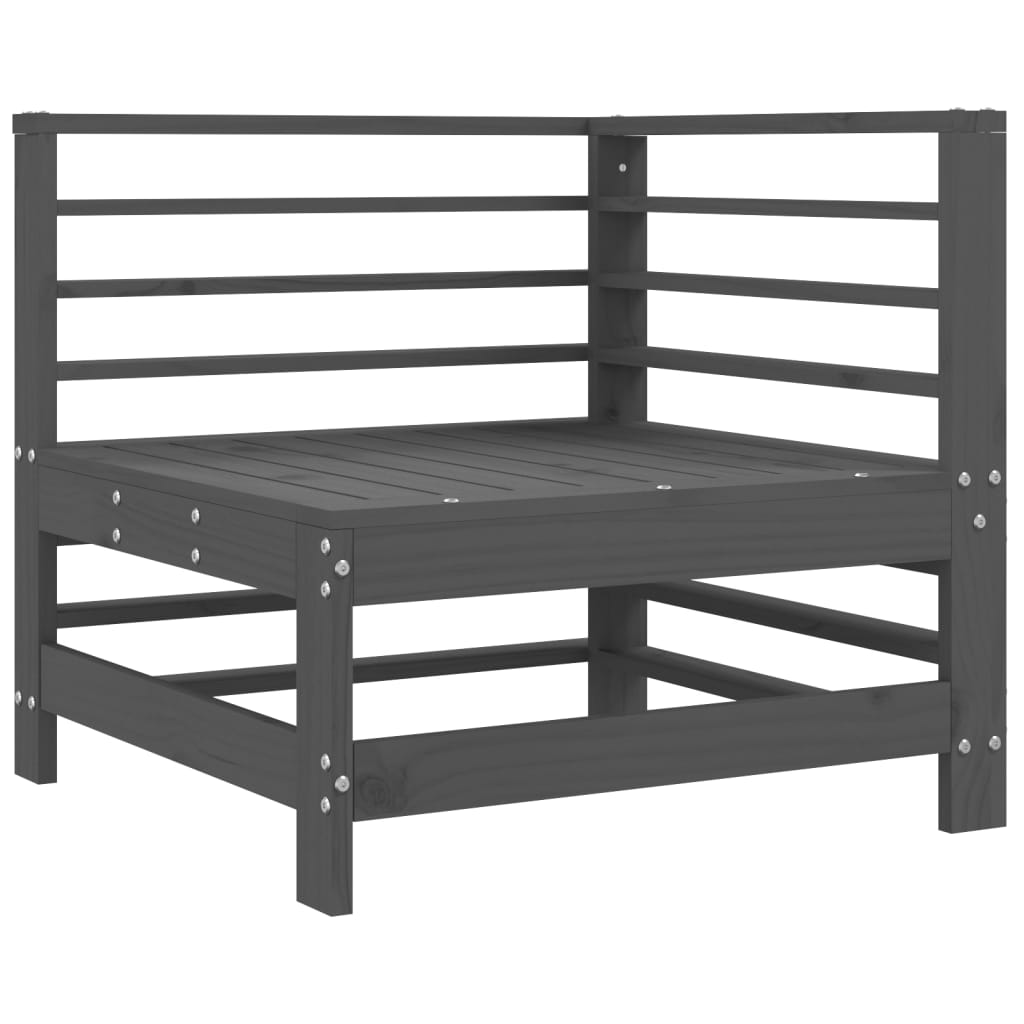 vidaXL Καναπές Γωνιακός με Μαξιλάρια Γκρι από Μασίφ Ξύλο Πεύκου