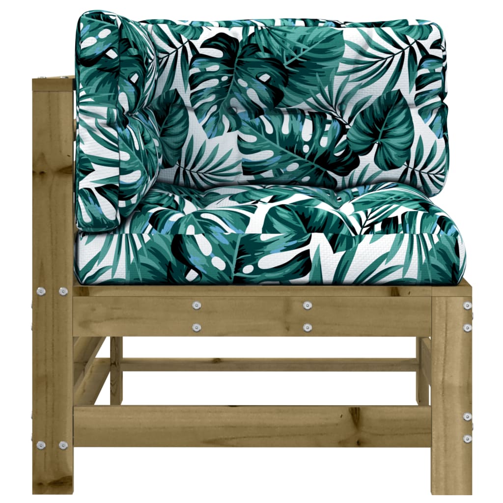 vidaXL Καναπές Γωνιακός με Μαξιλάρια από Εμποτισμένο Ξύλο Πεύκου