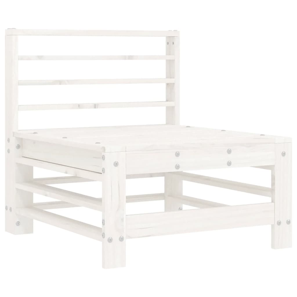 vidaXL Καναπές Μεσαίος με Μαξιλάρια Λευκός από Μασίφ Ξύλο Πεύκου