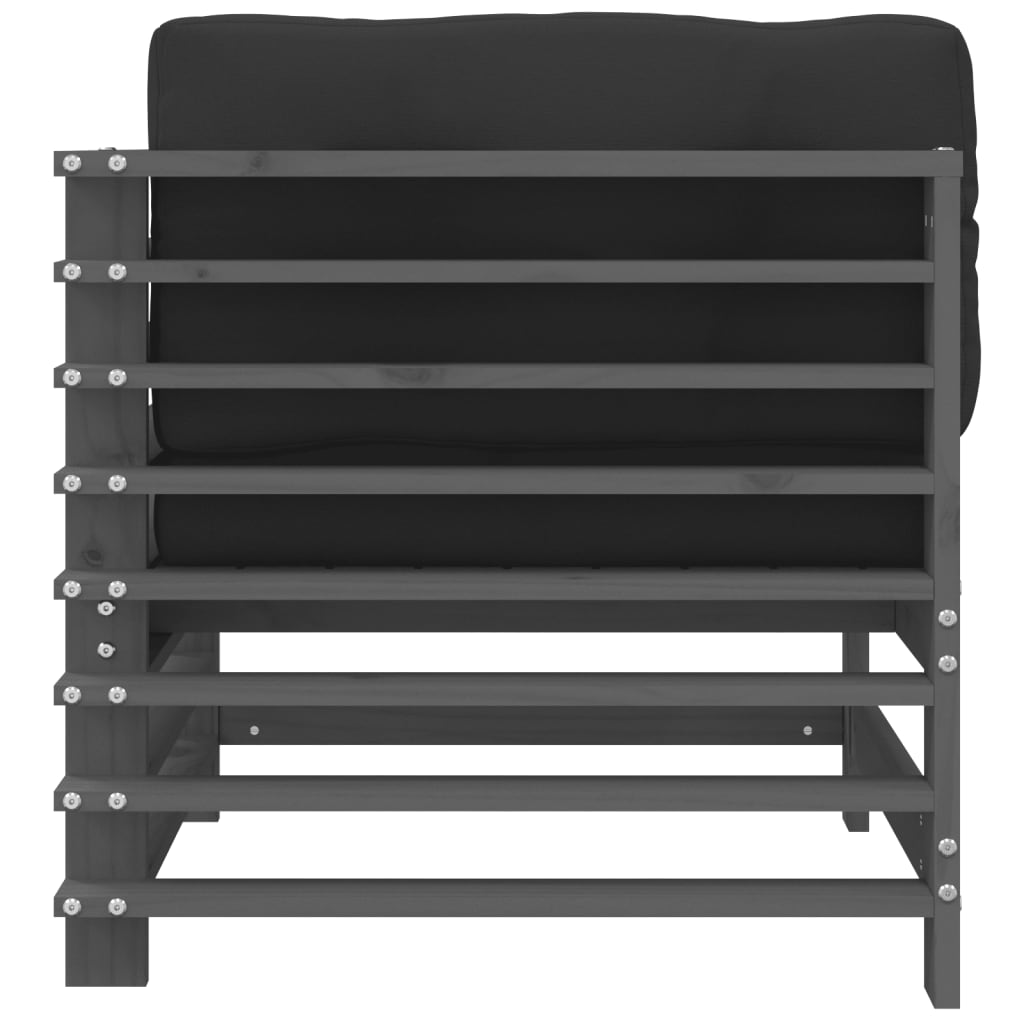 vidaXL Καναπέδες Γωνιακοί με Μαξιλάρια 2 τεμ. Γκρι Μασίφ Ξύλο Πεύκου