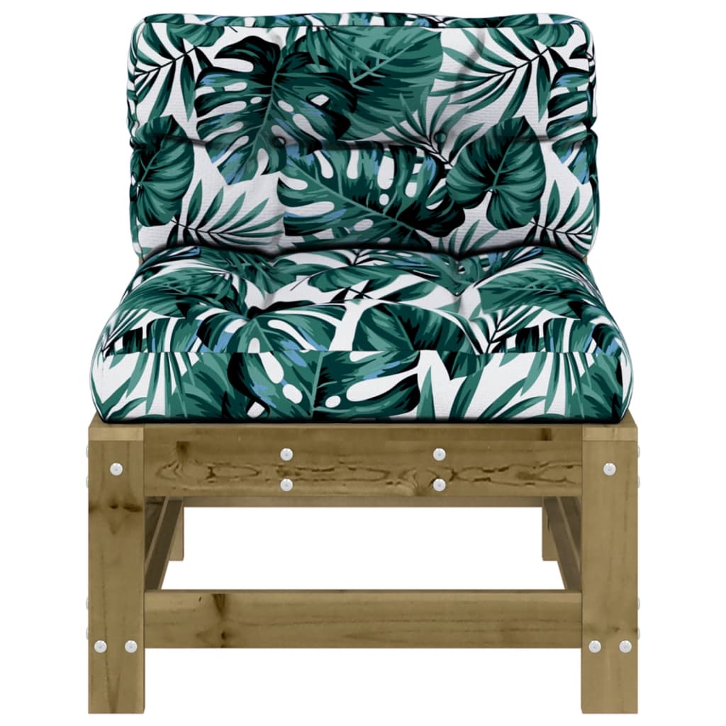 vidaXL Καναπέδες Μεσαίοι με Μαξιλάρια 2 τεμ. Εμποτισμένο Ξύλο Πεύκου