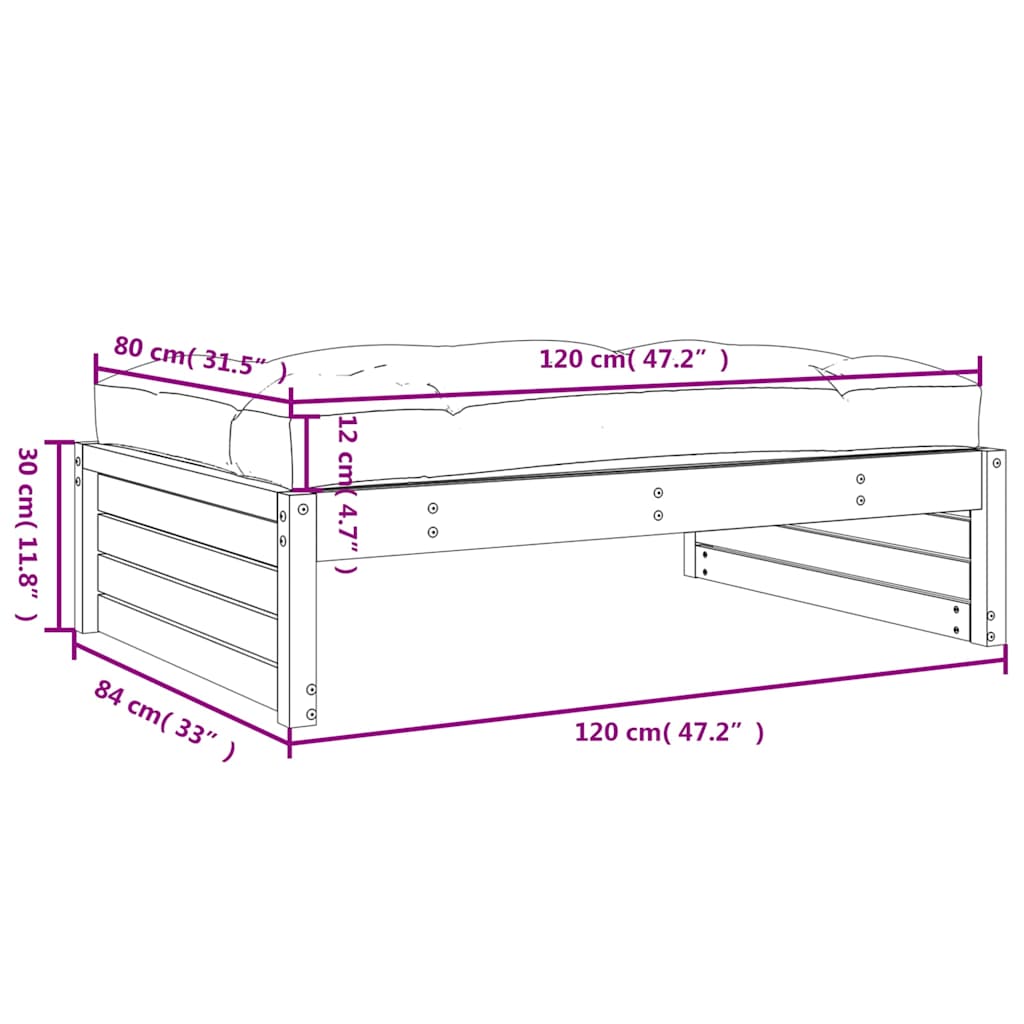 vidaXL Υποπόδιο Κήπου 120 x 80 εκ. από Μασίφ Ξύλο Πεύκου