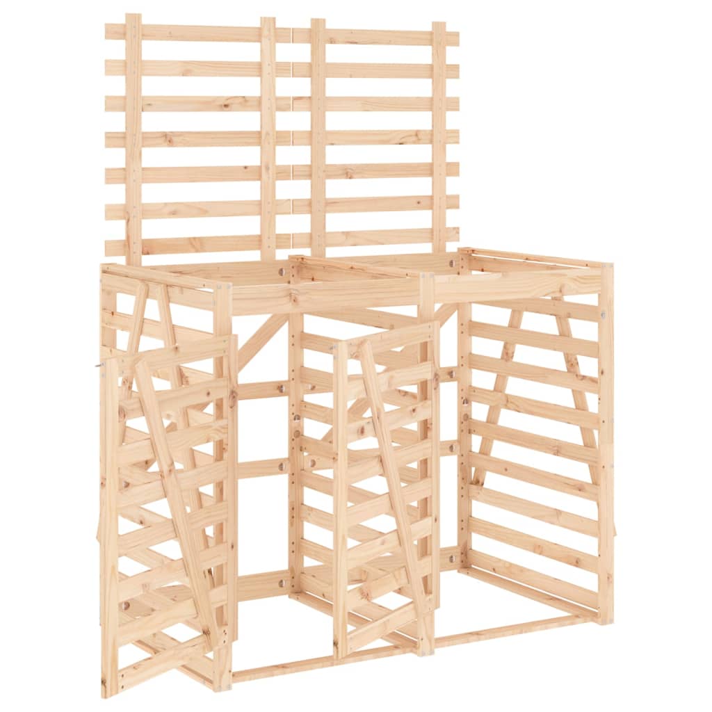 vidaXL Αποθήκευση Τροχήλατου Κάδου Διπλή από Μασίφ Ξύλο Πεύκου