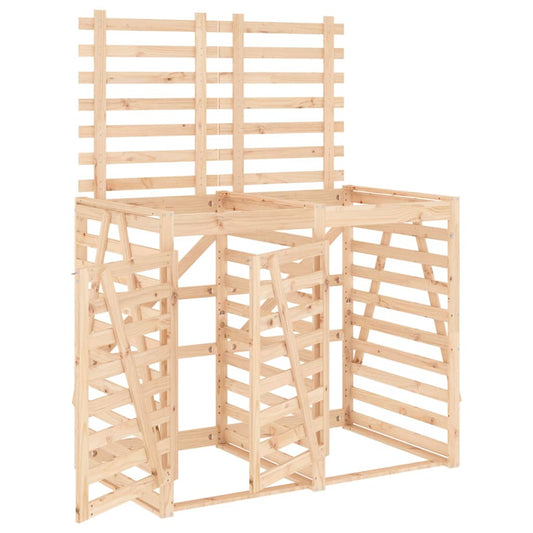 vidaXL Αποθήκευση Τροχήλατου Κάδου Διπλή από Μασίφ Ξύλο Πεύκου