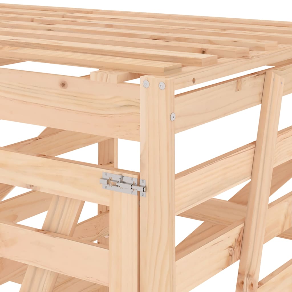 vidaXL Αποθήκευση Τροχήλατου Κάδου Διπλή από Μασίφ Ξύλο Πεύκου