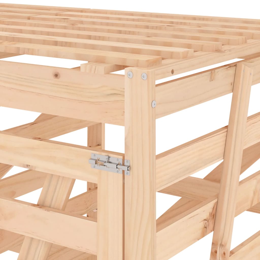 vidaXL Αποθήκευση Τροχήλατου Κάδου Τριπλή Μαύρη από Μασίφ Ξύλο Πεύκου