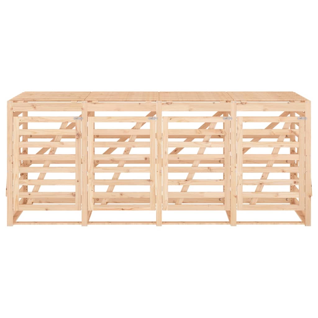 vidaXL Αποθήκευση Τροχήλατου Κάδου Τετραπλή Μαύρη Μασίφ Ξύλο Πεύκου