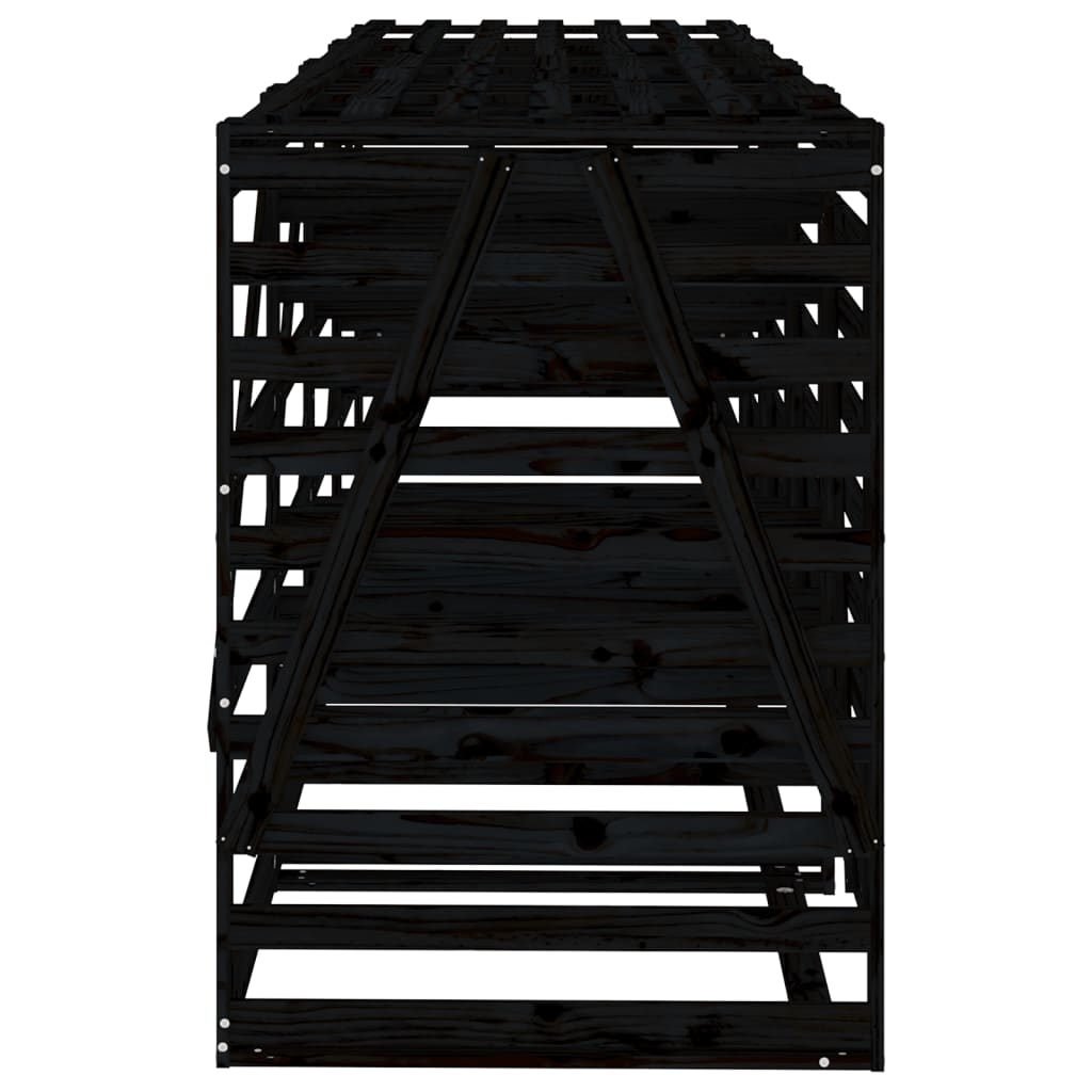 vidaXL Αποθήκευση Τροχήλατου Κάδου Τετραπλή Μαύρη Μασίφ Ξύλο Πεύκου