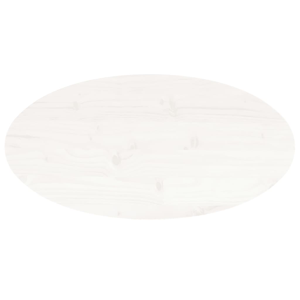 vidaXL Επιφάνεια Τραπεζιού Οβάλ Λευκή 80x40x2,5 εκ. Μασίφ Ξύλο Πεύκου