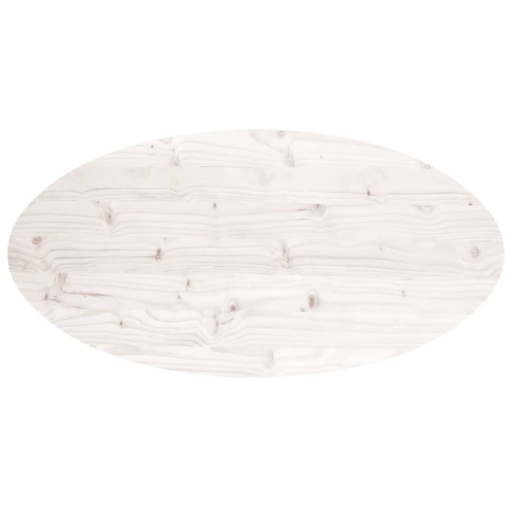 vidaXL Επιφάνεια Τραπεζιού Οβάλ Λευκή 110x55x2,5 εκ. Μασίφ Ξύλο Πεύκου