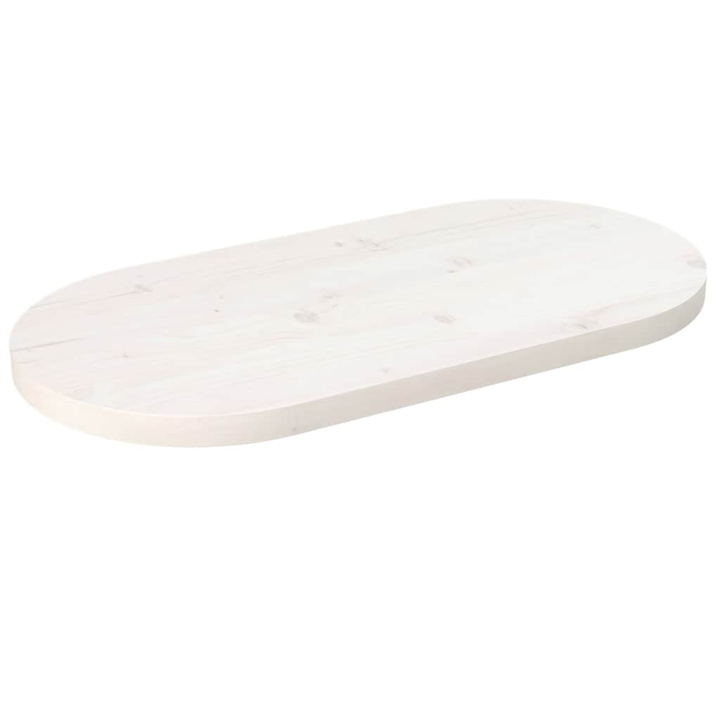 vidaXL Επιφάνεια Τραπεζιού Οβάλ Λευκή 60x30x2,5 εκ. Μασίφ Ξύλο Πεύκου