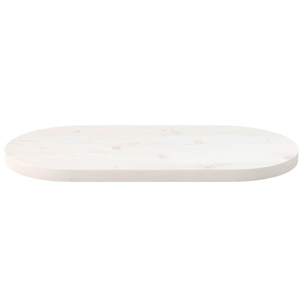 vidaXL Επιφάνεια Τραπεζιού Οβάλ Λευκή 60x30x2,5 εκ. Μασίφ Ξύλο Πεύκου