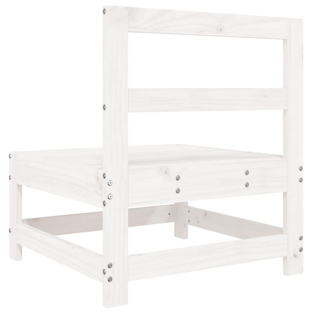 vidaXL Καναπές Κήπου Μεσαίος Λευκός από Μασίφ Ξύλο Πεύκου