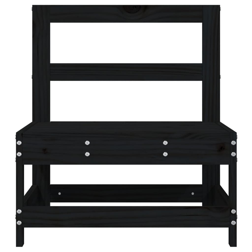 vidaXL Καναπές Κήπου Μεσαίος Μαύρος από Μασίφ Ξύλο Πεύκου