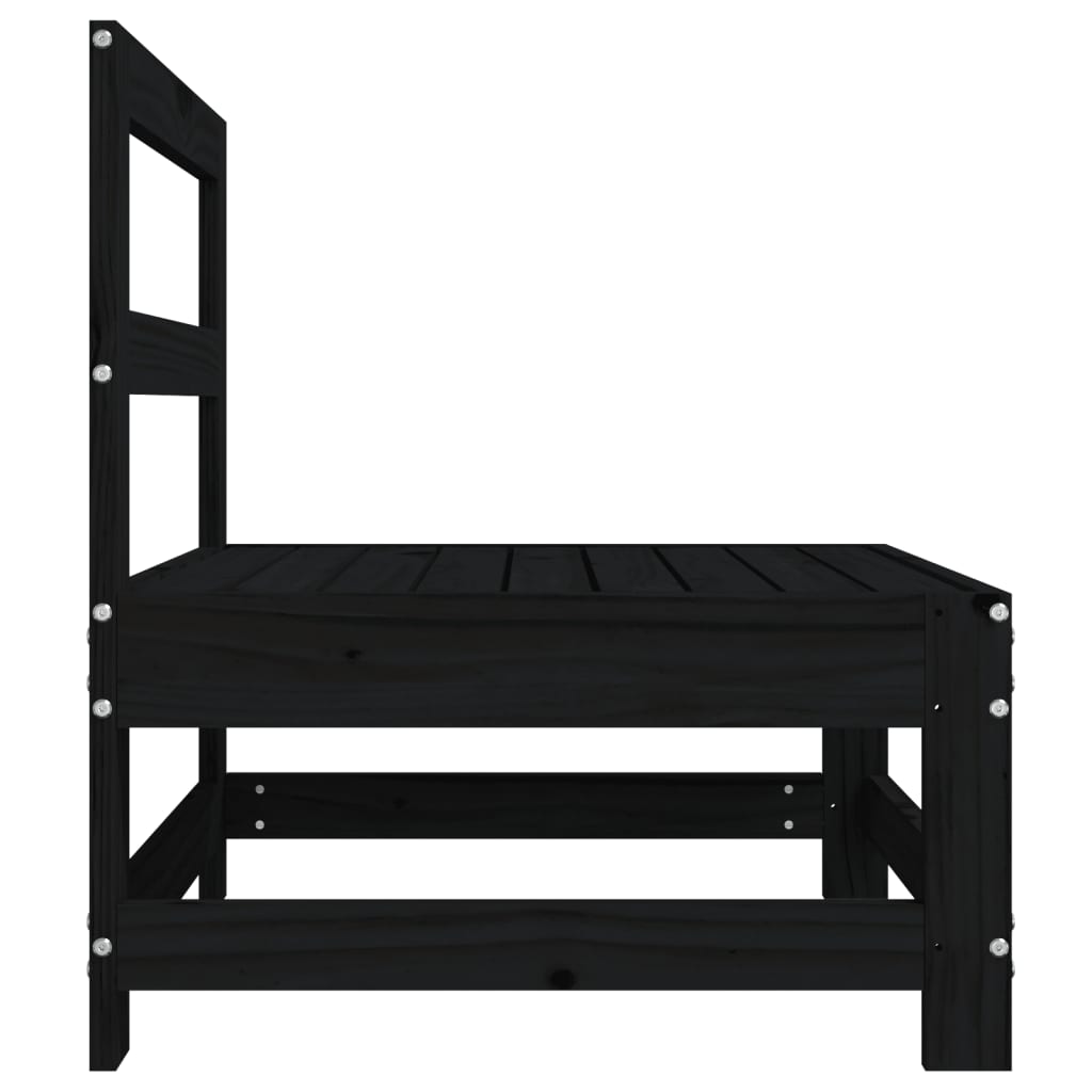 vidaXL Καναπές Κήπου Μεσαίος Μαύρος από Μασίφ Ξύλο Πεύκου