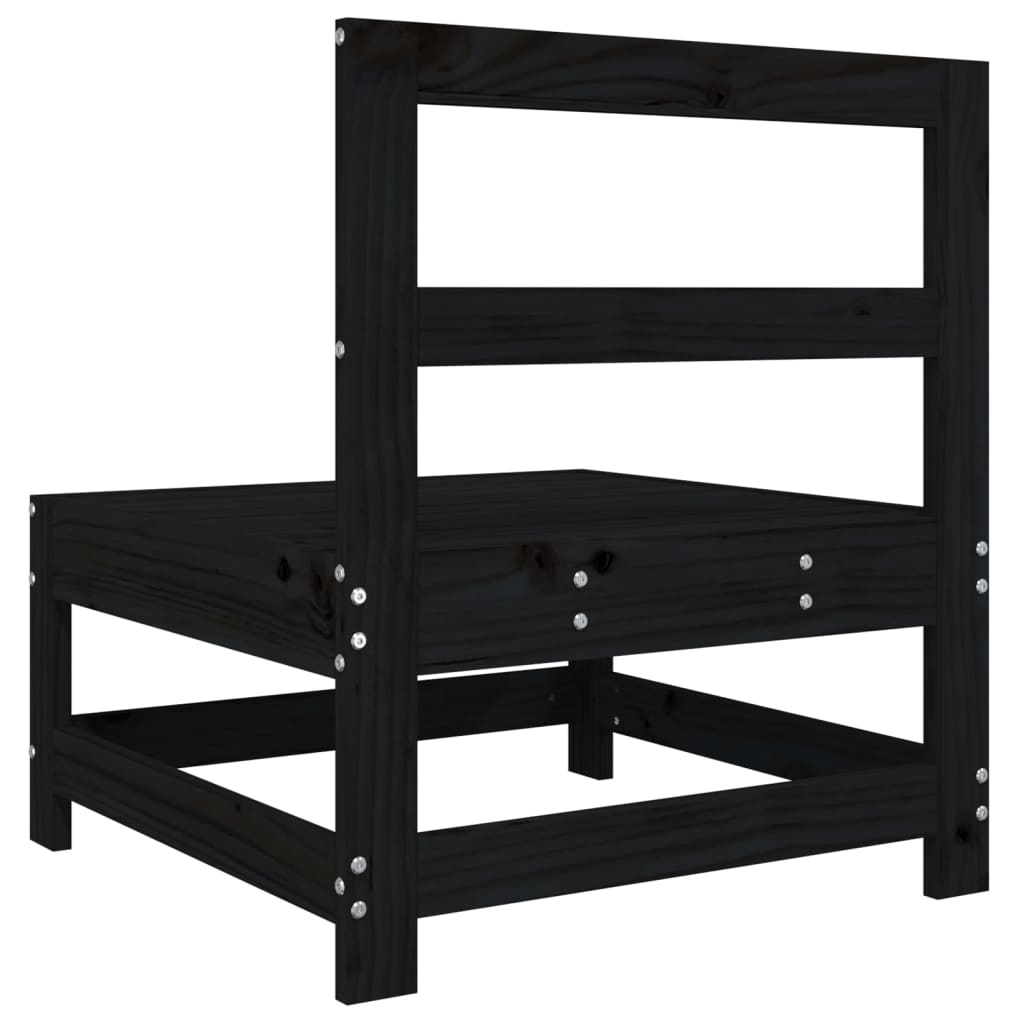 vidaXL Καναπές Κήπου Μεσαίος Μαύρος από Μασίφ Ξύλο Πεύκου