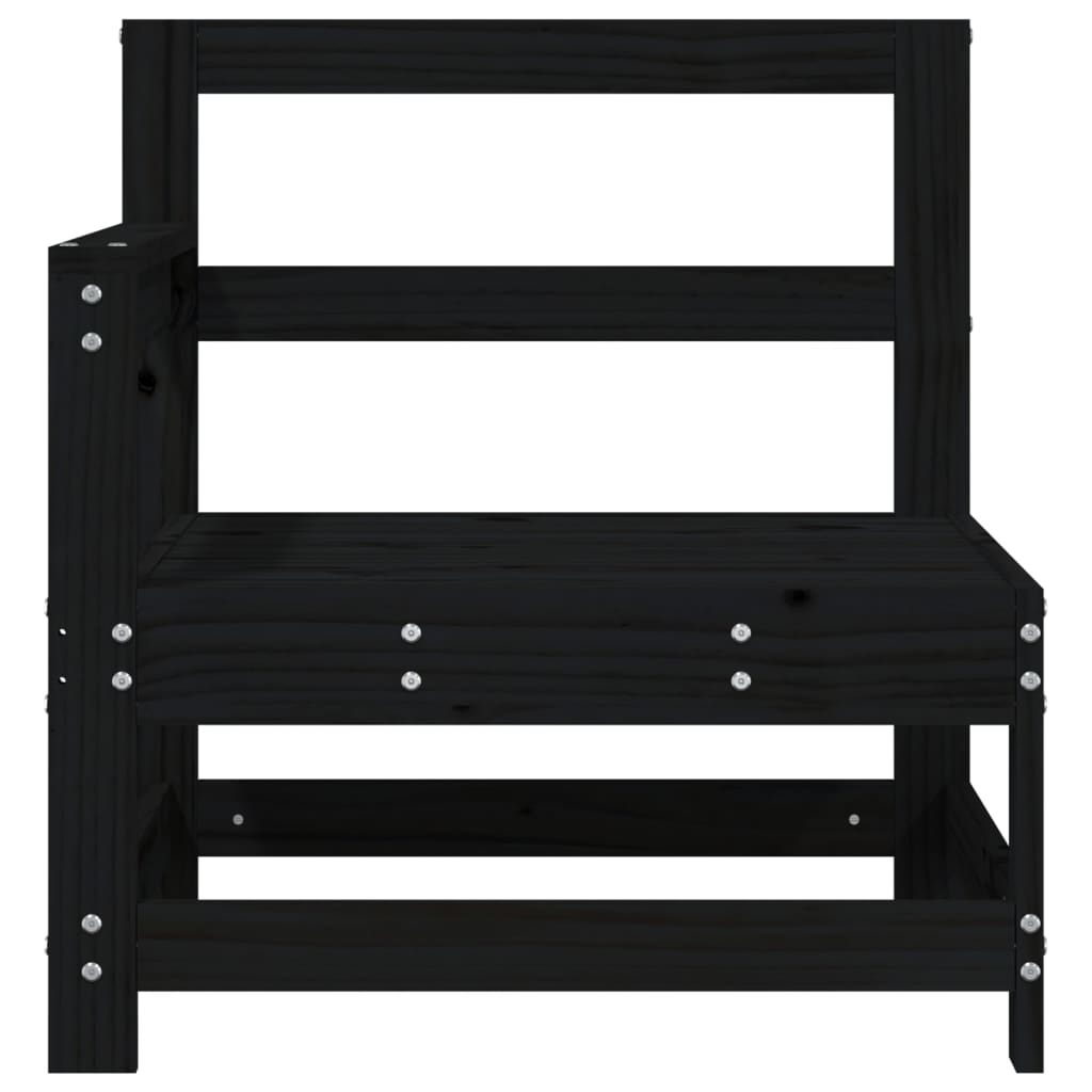 vidaXL Καναπέδες Κήπου Γωνιακοί 2 τεμ. Μαύροι από Μασίφ Ξύλο Πεύκου