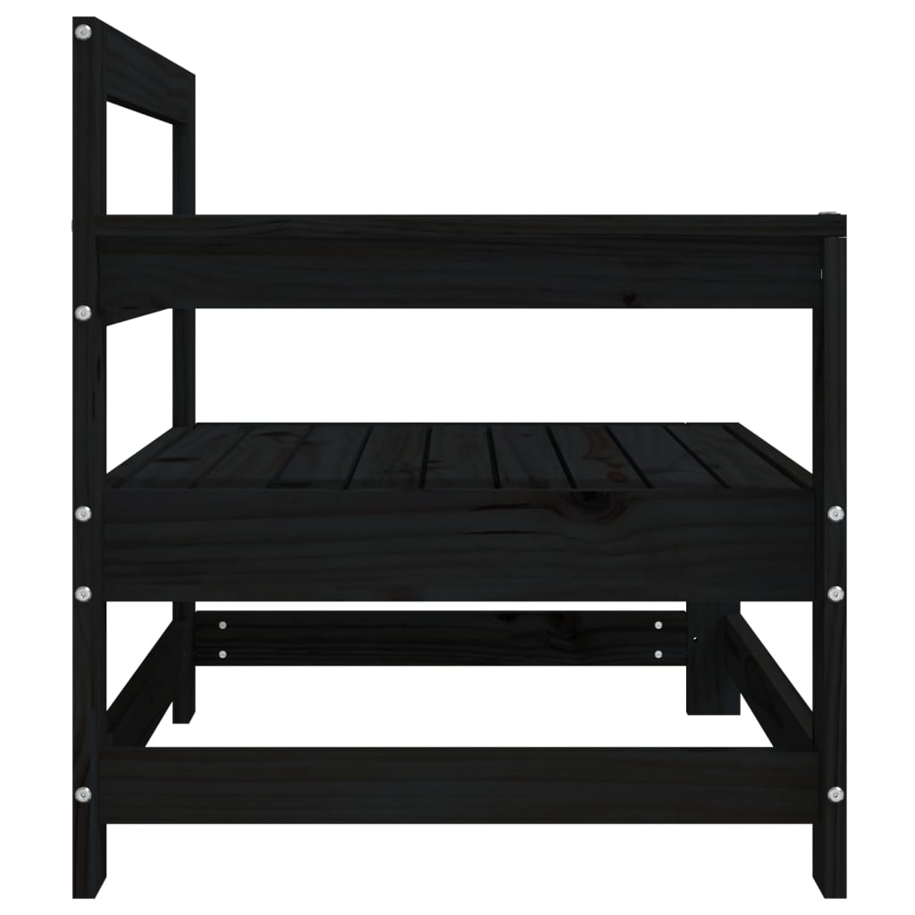 vidaXL Καναπέδες Κήπου Γωνιακοί 2 τεμ. Μαύροι από Μασίφ Ξύλο Πεύκου