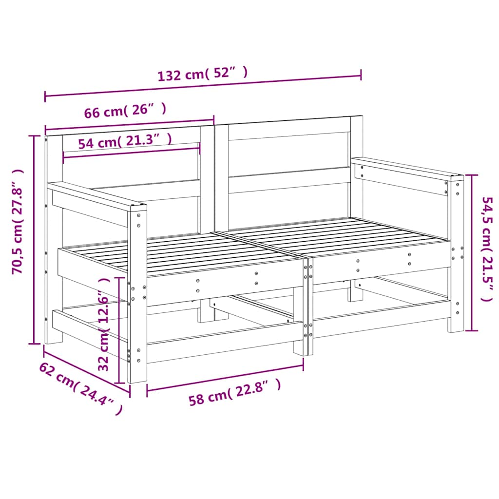 vidaXL Καναπέδες Κήπου Γωνιακοί 2 τεμ. από Μασίφ Ξύλο Ψευδοτσούγκας