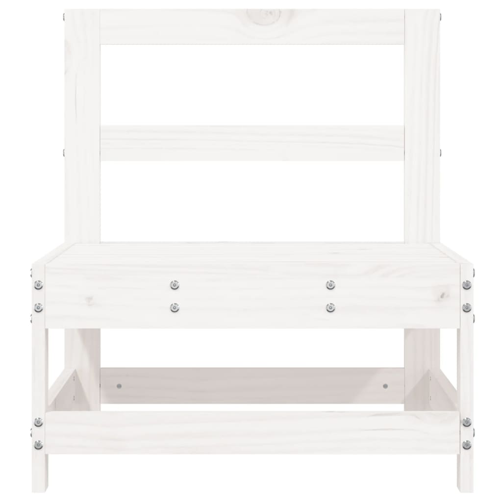 vidaXL Καναπέδες Κήπου Μεσαίοι 2 τεμ. Λευκοί από Μασίφ Ξύλο Πεύκου