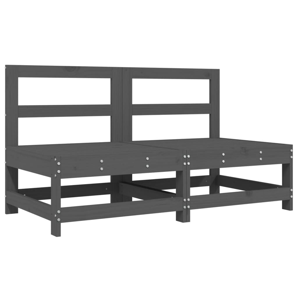 vidaXL Καναπέδες Κήπου Μεσαίοι 2 τεμ. Γκρι από Μασίφ Ξύλο Πεύκου