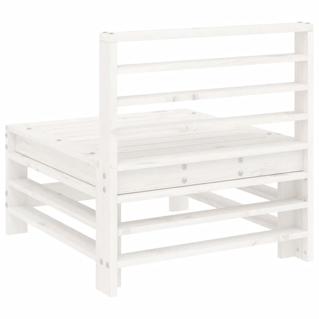 vidaXL Καναπές Κήπου Μεσαίος Λευκός από Μασίφ Ξύλο Πεύκου