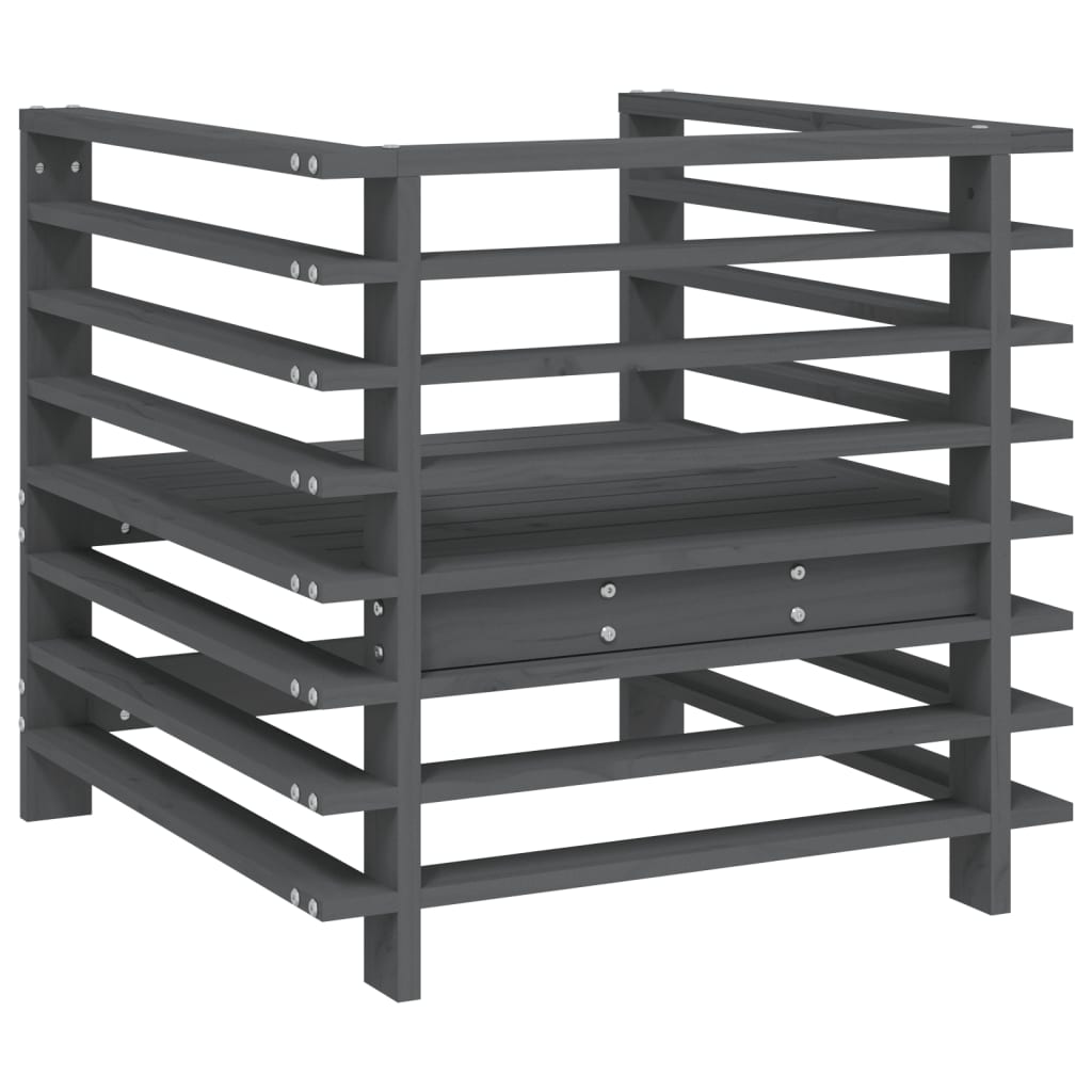 vidaXL Καρέκλες Κήπου 2 τεμ. Γκρι από Μασίφ Ξύλο Πεύκου