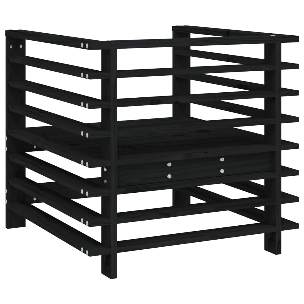 vidaXL Καρέκλες Κήπου 2 τεμ. Μαύρες από Μασίφ Ξύλο Πεύκου