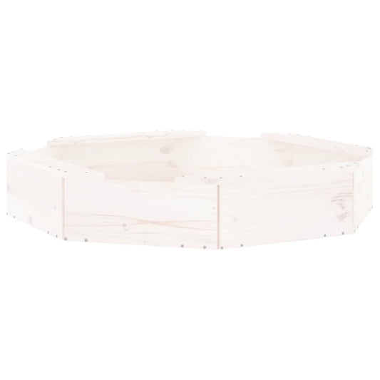 vidaXL Αμμοδόχος με Καθίσματα Λευκή Οκτάγωνη από Μασίφ Ξύλο Πεύκου