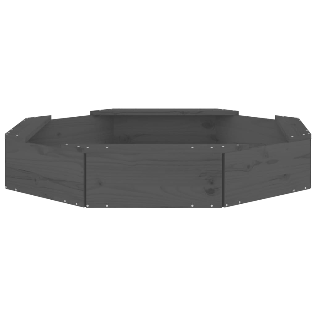 vidaXL Αμμοδόχος με Καθίσματα Γκρι Οκτάγωνη από Μασίφ Ξύλο Πεύκου