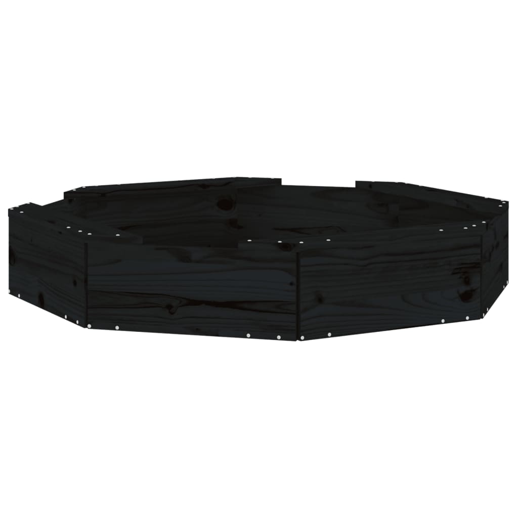 vidaXL Αμμοδόχος με Καθίσματα Μαύρη Οκτάγωνη από Μασίφ Ξύλο Πεύκου