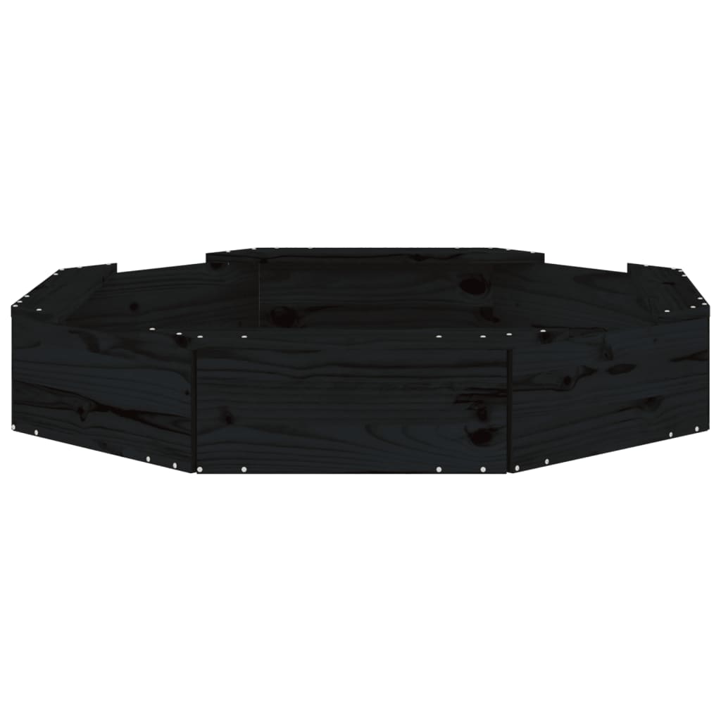 vidaXL Αμμοδόχος με Καθίσματα Μαύρη Οκτάγωνη από Μασίφ Ξύλο Πεύκου