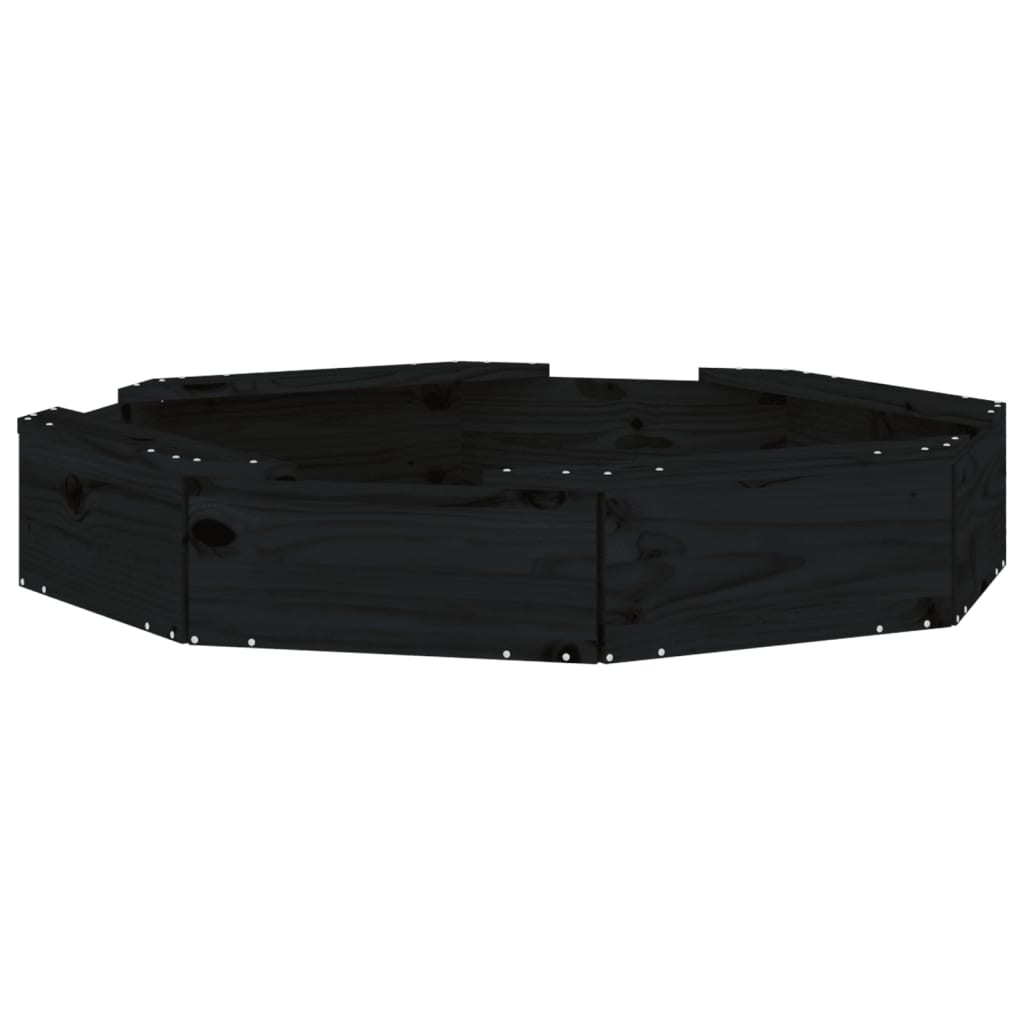 vidaXL Αμμοδόχος με Καθίσματα Μαύρη Οκτάγωνη από Μασίφ Ξύλο Πεύκου