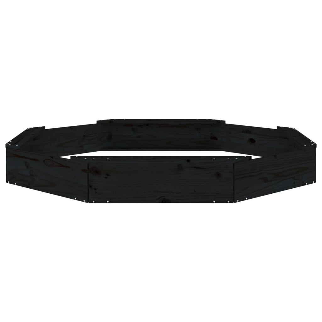 vidaXL Αμμοδόχος με Καθίσματα Μαύρη Οκτάγωνη από Μασίφ Ξύλο Πεύκου