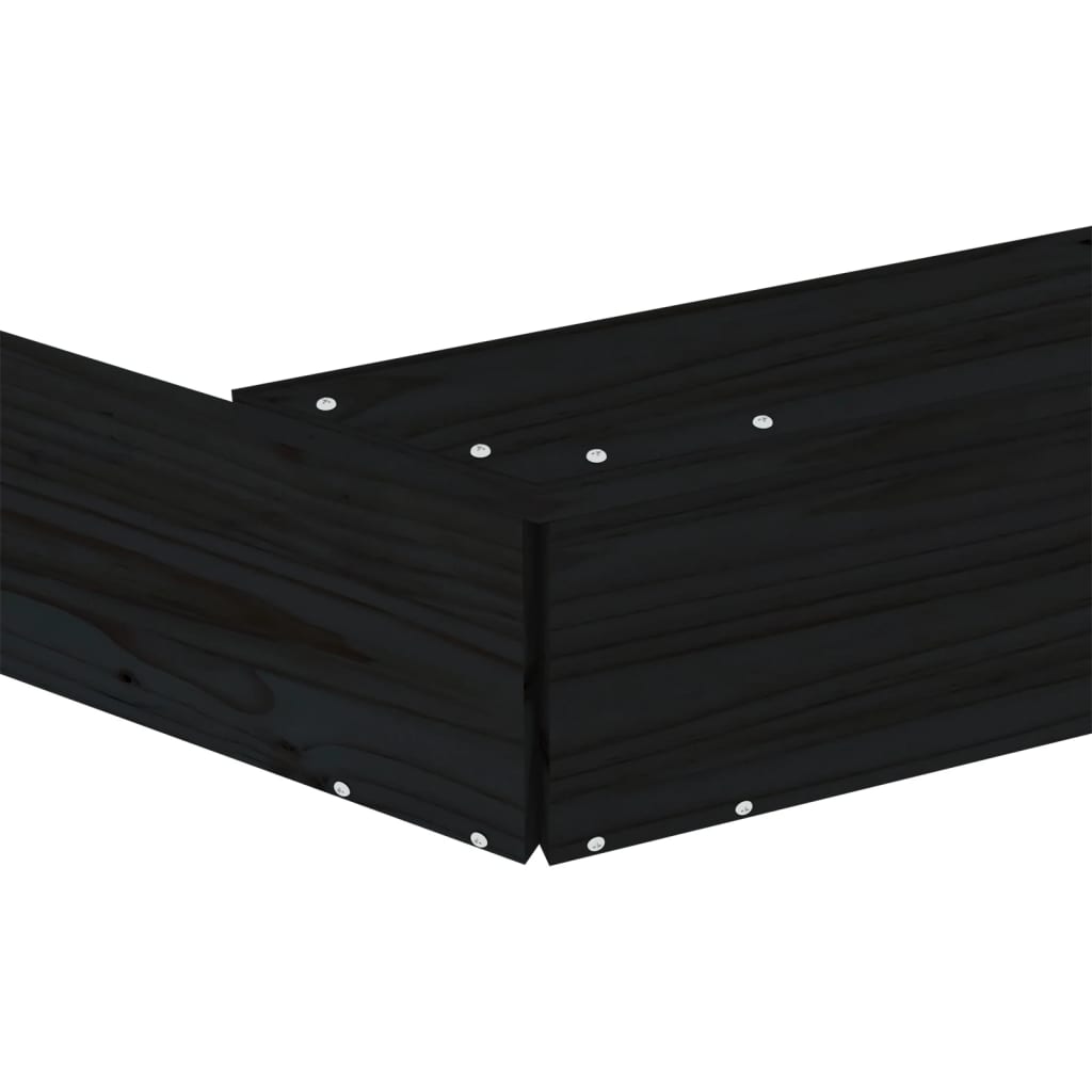 vidaXL Αμμοδόχος με Καθίσματα Μαύρη Οκτάγωνη από Μασίφ Ξύλο Πεύκου