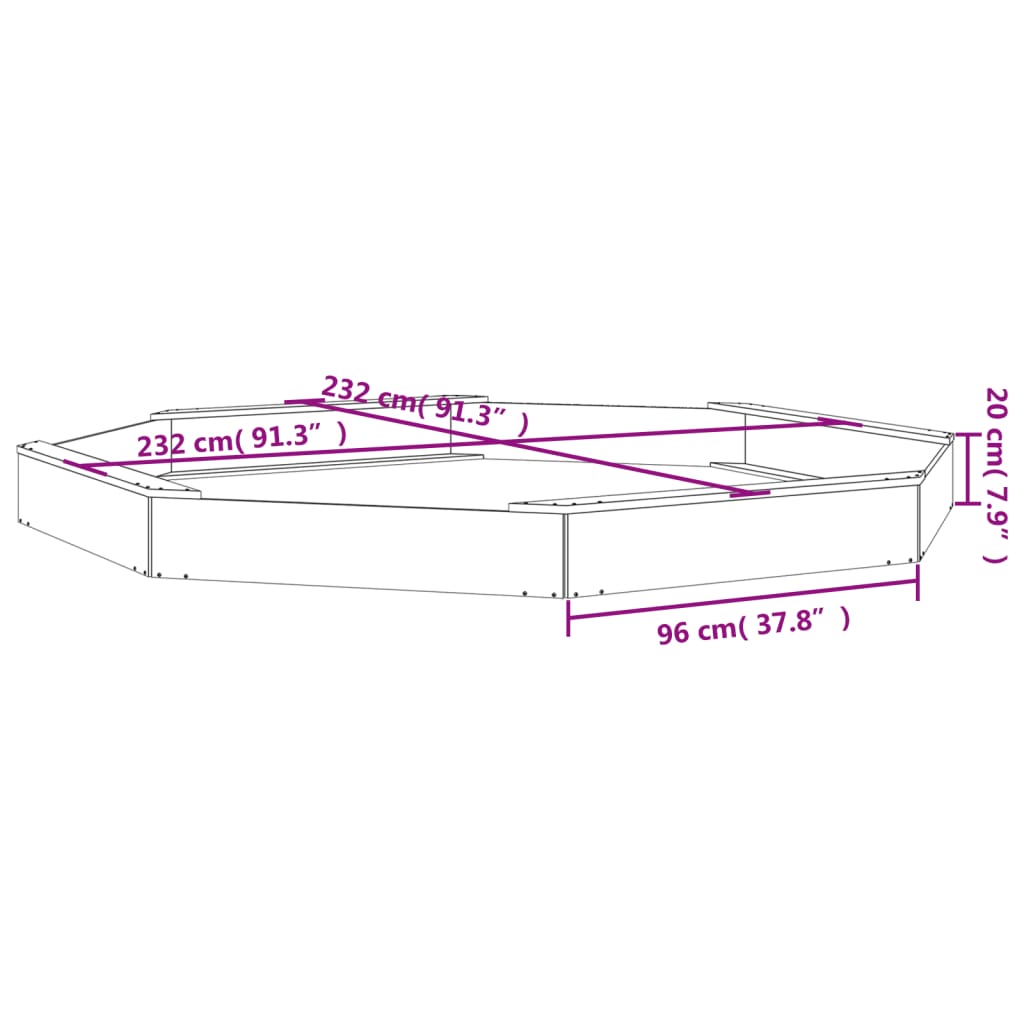 vidaXL Αμμοδόχος με Καθίσματα Λευκή Οκτάγωνη από Μασίφ Ξύλο Πεύκου
