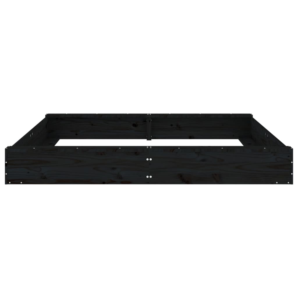 vidaXL Αμμοδόχος με Καθίσματα Μαύρη Τετράγωνη από Μασίφ Ξύλο Πεύκου