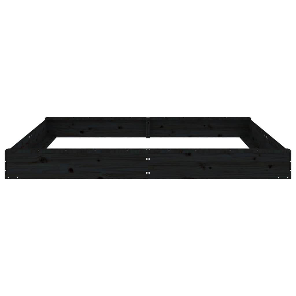 vidaXL Αμμοδόχος με Καθίσματα Μαύρη Τετράγωνη από Μασίφ Ξύλο Πεύκου