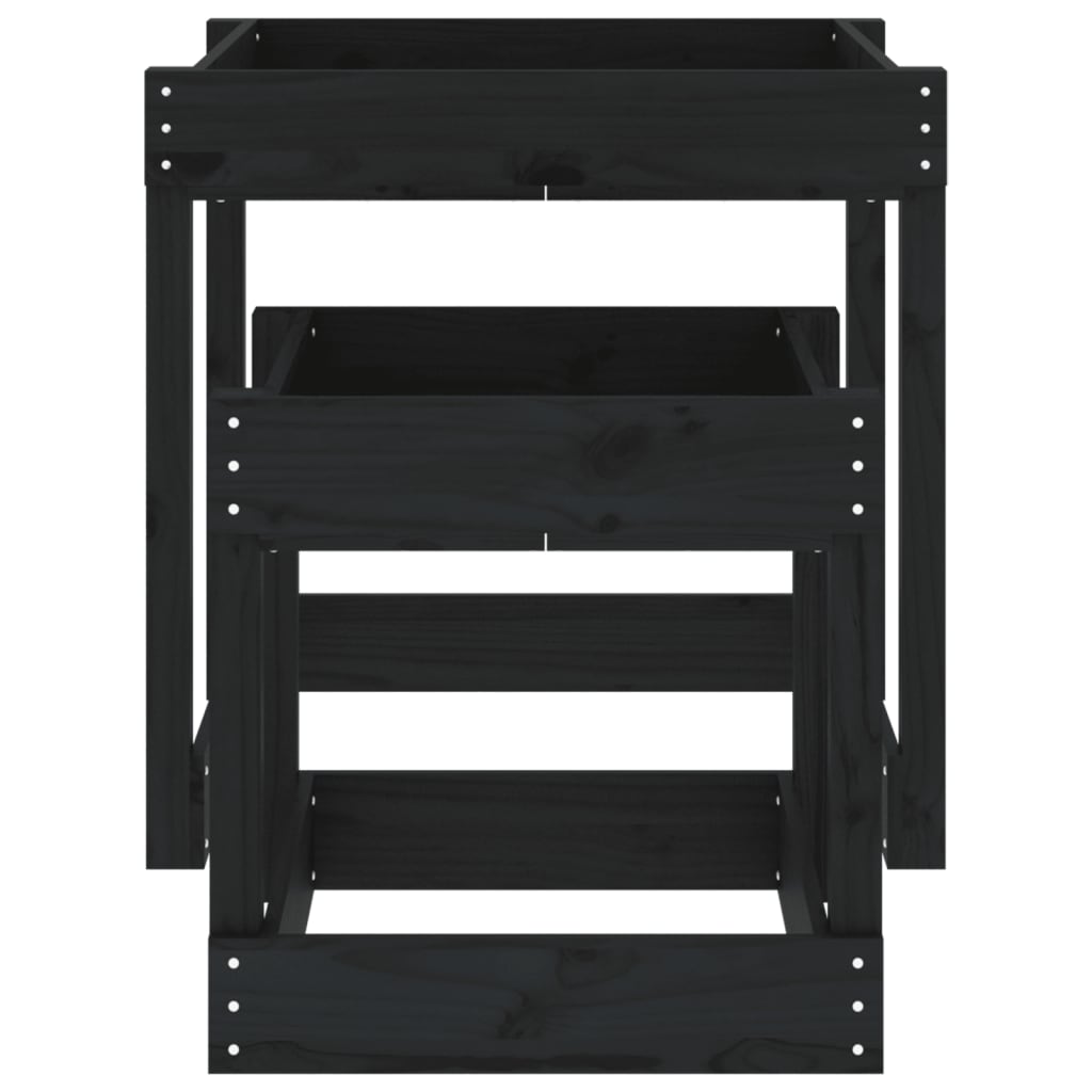 vidaXL Τραπεζάκια για Παιχνίδια 2 τεμ. Μαύρα από Μασίφ Ξύλο Πεύκου