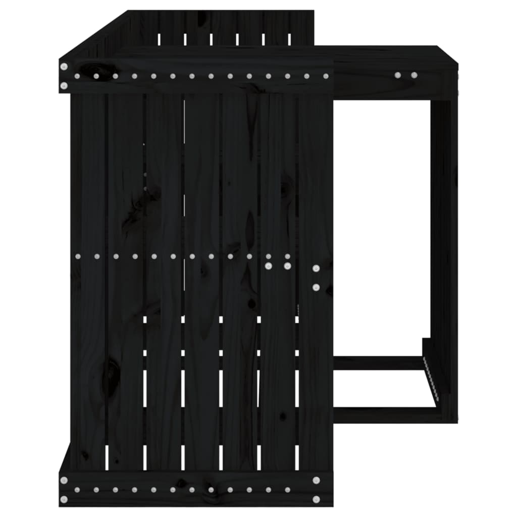 vidaXL Σετ Μπαλκονιού Διθέσιο Μαύρο από Μασίφ Ξύλο Πεύκου