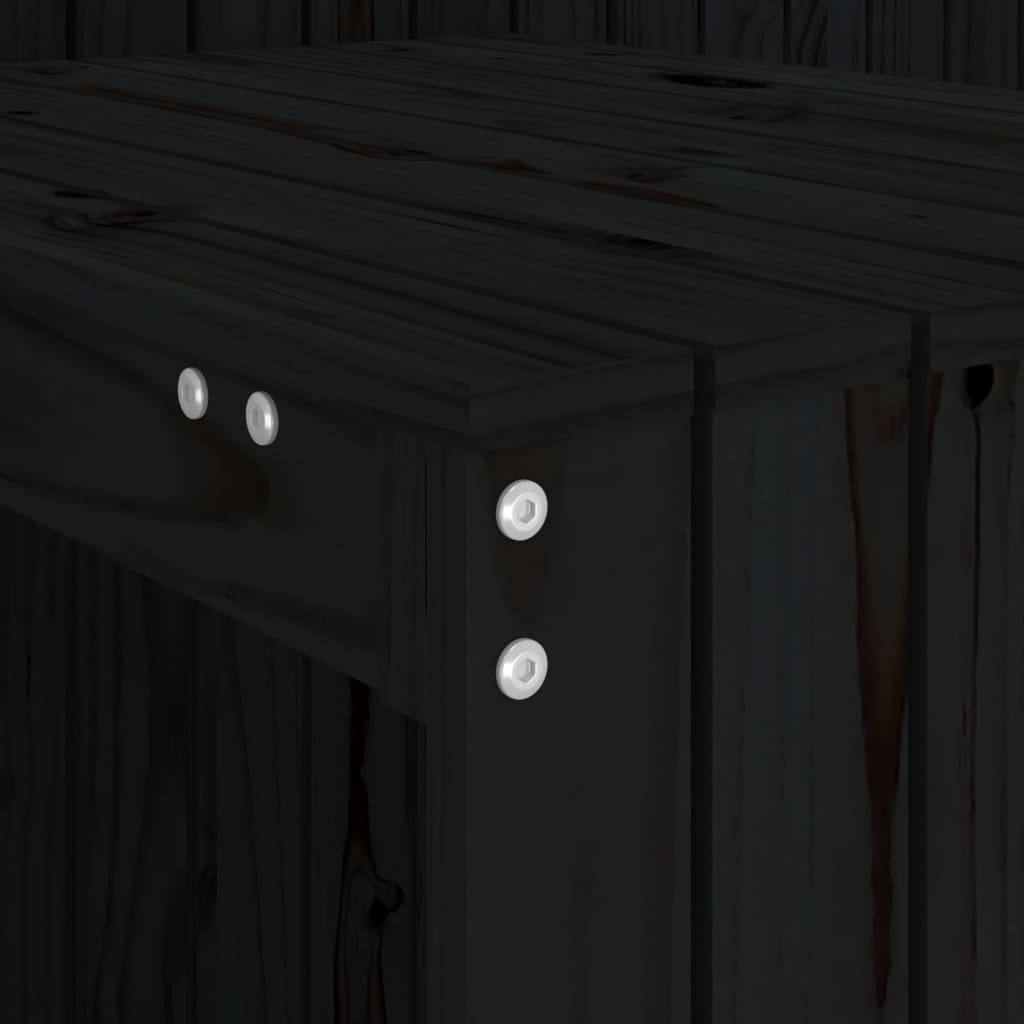 vidaXL Σετ Μπαλκονιού Διθέσιο Μαύρο από Μασίφ Ξύλο Πεύκου