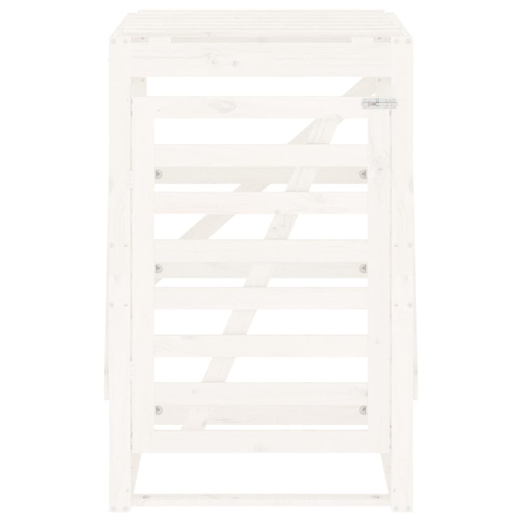 vidaXL Αποθ. Τροχήλατου Κάδου Λευκή 84x90x128,5 εκ. Μασίφ Ξύλο Πεύκου