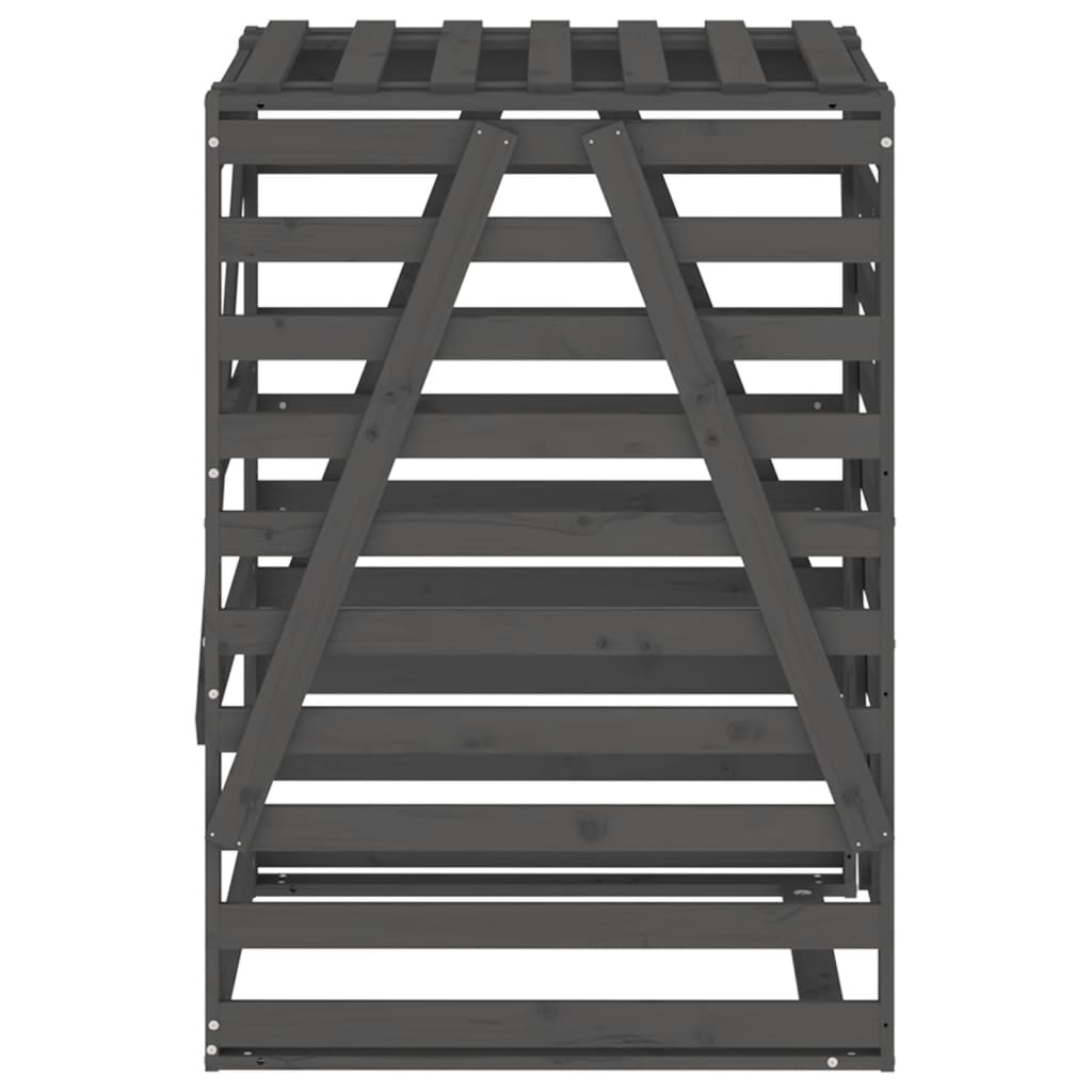 vidaXL Αποθ. Τροχήλατου Κάδου Γκρι 84x90x128,5 εκ. Μασίφ Ξύλο Πεύκου