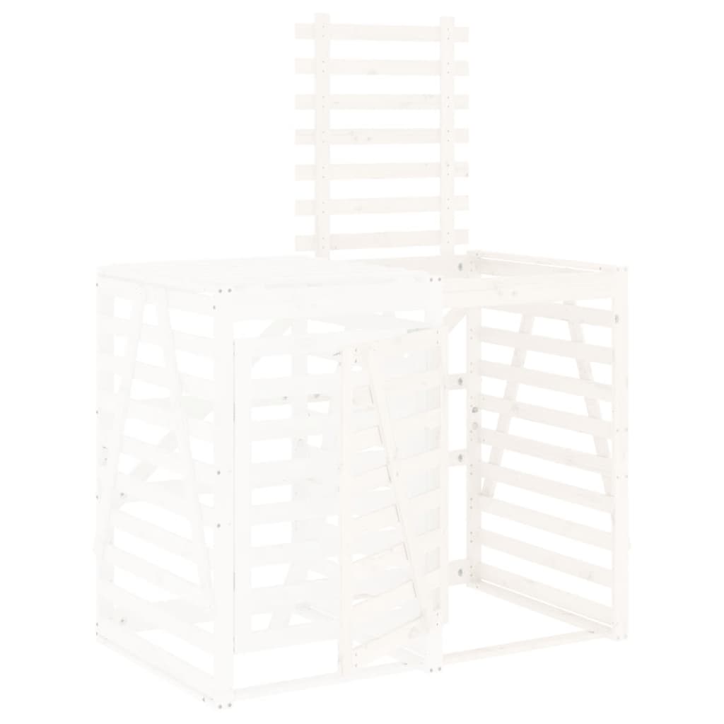 vidaXL Προέκταση Αποθήκευσης Τροχήλατου Κάδου Λευκή Μασίφ Ξύλο Πεύκου