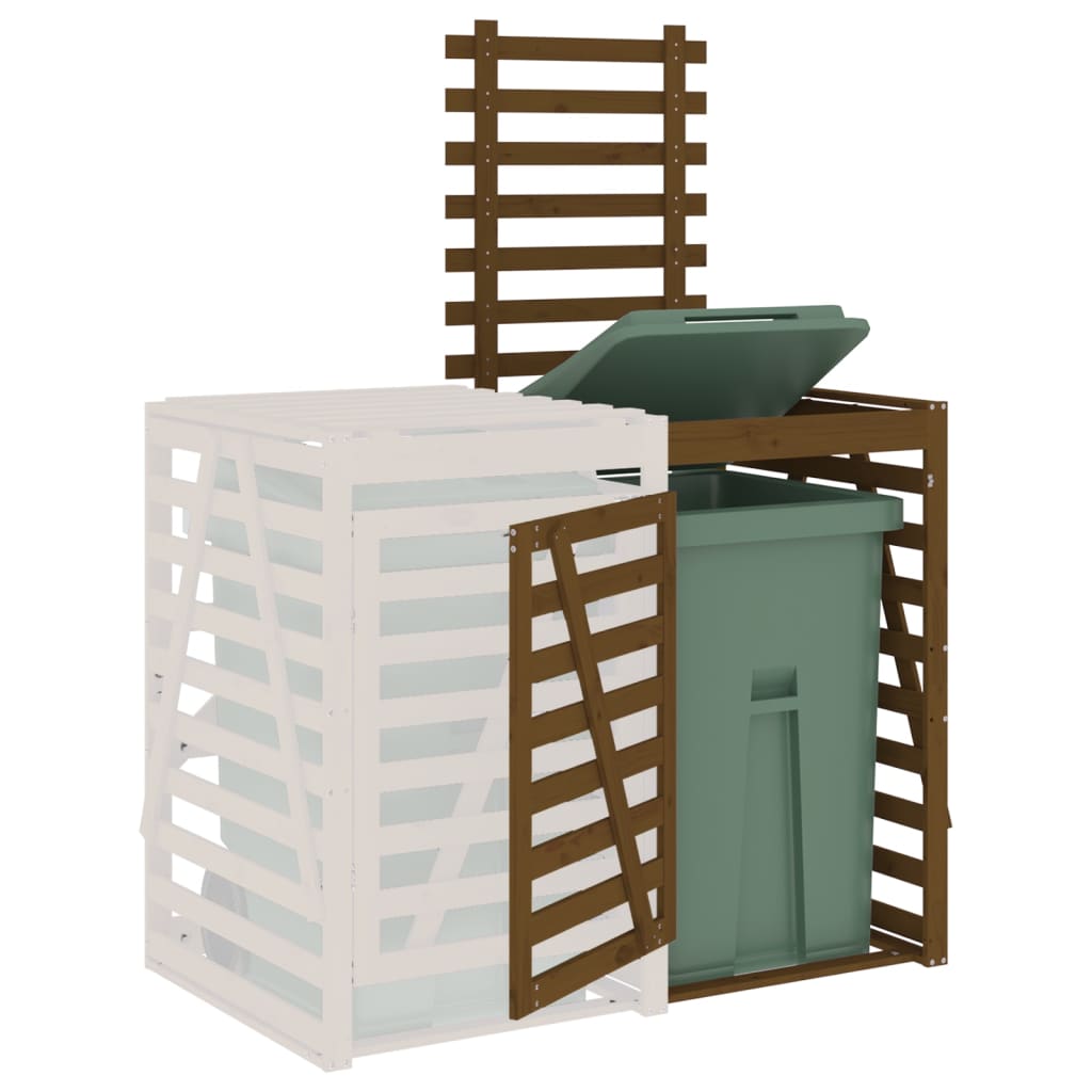 vidaXL Προέκταση Αποθήκευσης Τροχήλατου Κάδου Μελί Μασίφ Ξύλο Πεύκου