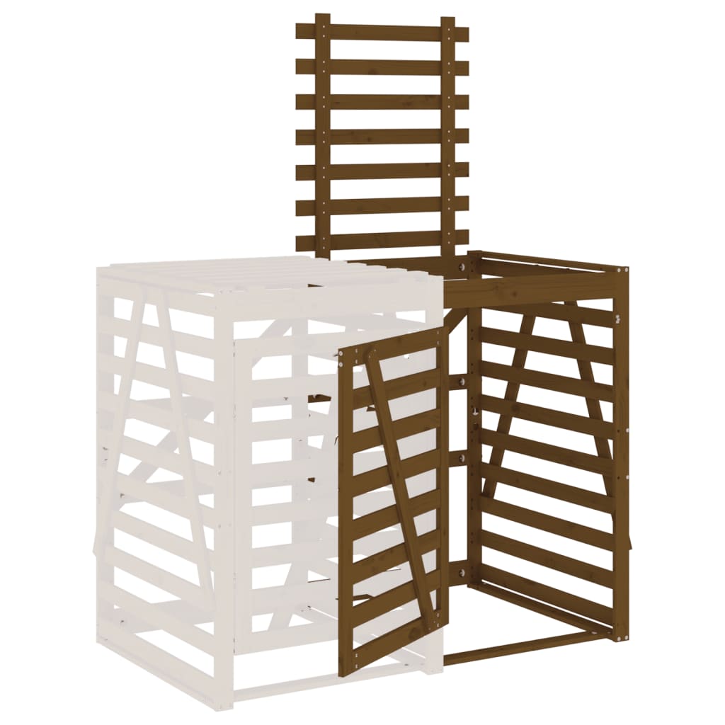 vidaXL Προέκταση Αποθήκευσης Τροχήλατου Κάδου Μελί Μασίφ Ξύλο Πεύκου