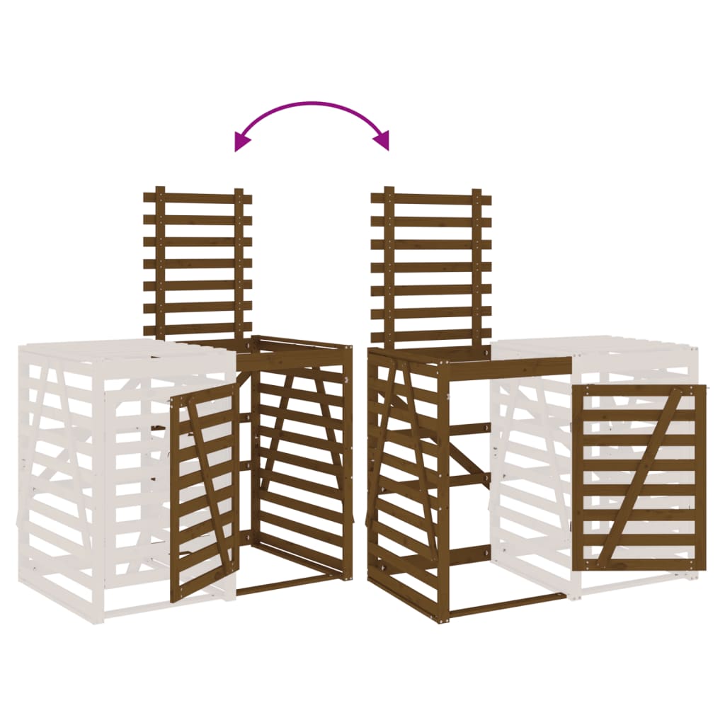 vidaXL Προέκταση Αποθήκευσης Τροχήλατου Κάδου Μελί Μασίφ Ξύλο Πεύκου