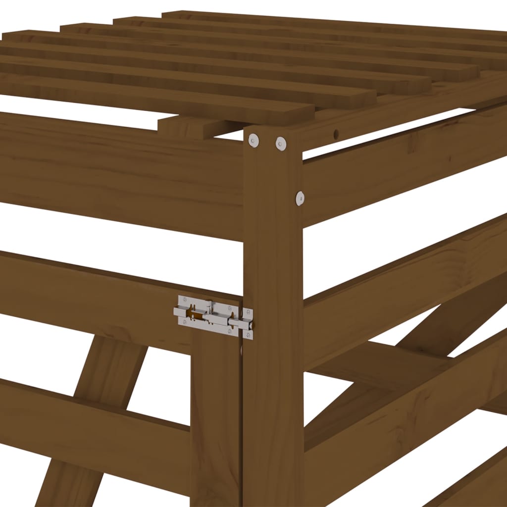 vidaXL Προέκταση Αποθήκευσης Τροχήλατου Κάδου Μελί Μασίφ Ξύλο Πεύκου