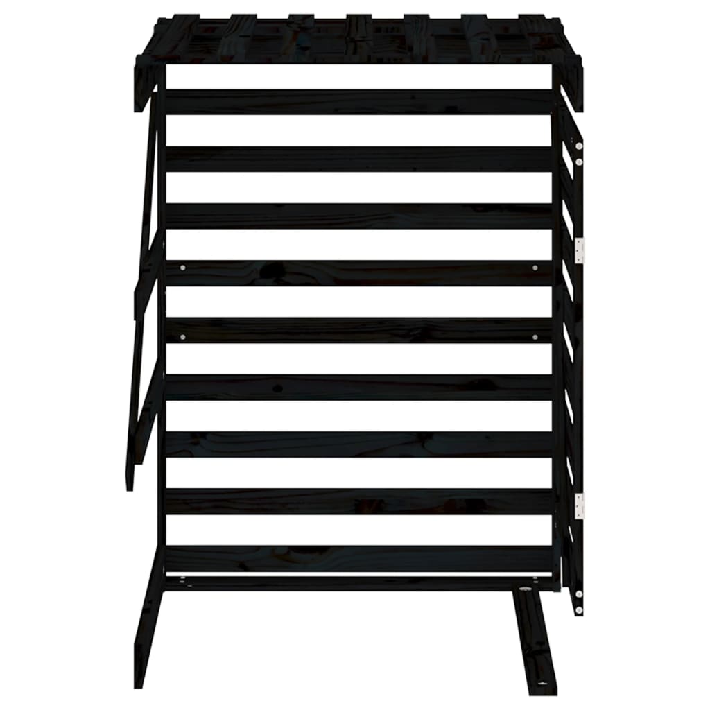 vidaXL Προέκταση Αποθήκευσης Τροχήλατου Κάδου Μαύρη Μασίφ Ξύλο Πεύκου